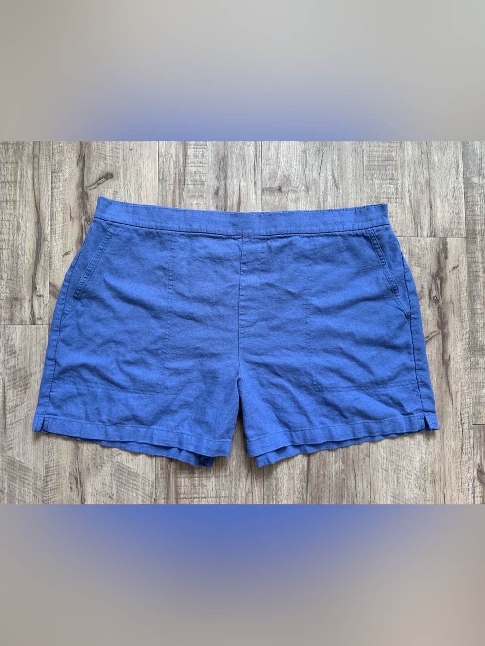 Linen blend Women’s Blue Casual Shorts summer boho cottagecore lagenlook